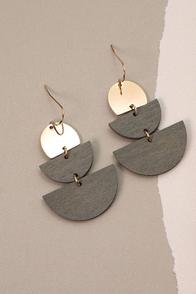 Half Moon Earrings // Grey