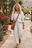 Nikki Scuba Half Zip Pullover & Wide Leg Pants Set