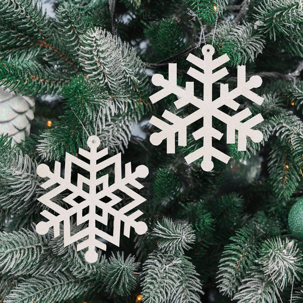 Large Wooden Glitter Snowflake Ornament // Multiple Design