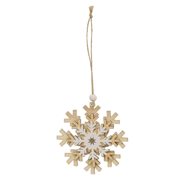 Layered Glittered Wooden Snowflake Ornament