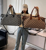 Checkered Canvas Weekender Bag