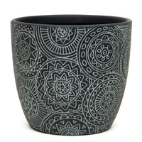 Black Mosaic Patterned Pot; Multiple Size
