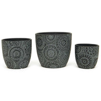 Black Mosaic Patterned Pot; Multiple Size