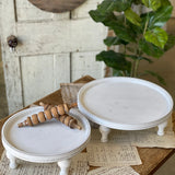 Round White Distressed Tray; Multiple Sizes