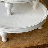 Round White Distressed Tray; Multiple Sizes
