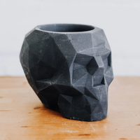 Concrete Geometric Skull Planter; Charcoal