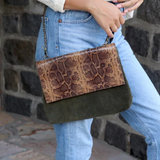 Olive & Brown Snakeskin Crossbody