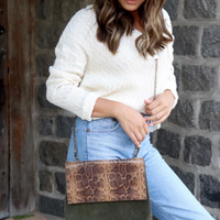 Olive & Brown Snakeskin Crossbody