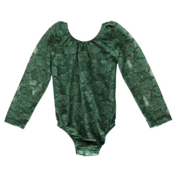 Lana Lace Leotard - Pine Green; 0/3M - 5T