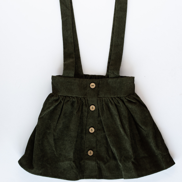 Fallon Corduroy Suspender Skirt // Olive // 4T