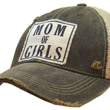 Mom Of Girls Distressed Trucker Cap