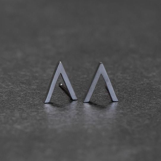 Silver V Shaped Stud Earrings