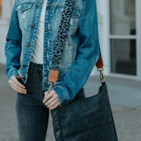 Bag Strap; Black and Blue Leopard