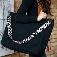 Quilted Tote with Leather Handle